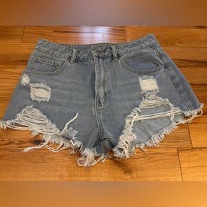 SHEIN Blue Distressed Jean Shorts